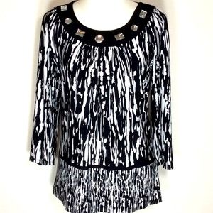 Rhinestone Embellished Neckline Top